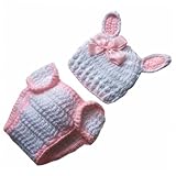 DECORNIJIA Disfraz de Ñiño Tejido a Crochet de Conejo de Algodón para Fotografía en Fiestas y Showers