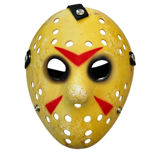DR. ANISON Scary Hockey Masks Halloween Mask with Black Eyes for Adult Slasher Killer Costume Cosplay Masquerade Props