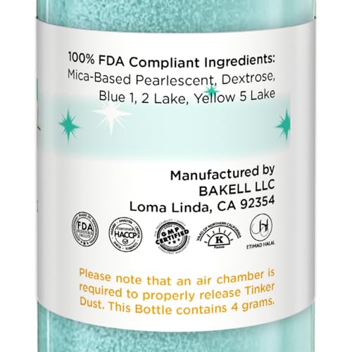 Bakell - Turquoise Tinker Dust (4g, 1x Mini Spray Pump) Edible Glitter for Food, Desserts, and Beverages! - Thumbnail 2