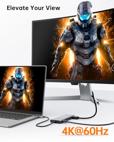 Image of NOVOO USB C Docking Station, 12 in 1 Docking Station Dual Monitor with 2 HDMI, VGA, 5 USB Ports, 100W PD, USB-C Data, SD /TF Card Reader, Compatible with MacBook /Dell /HP /Surface
