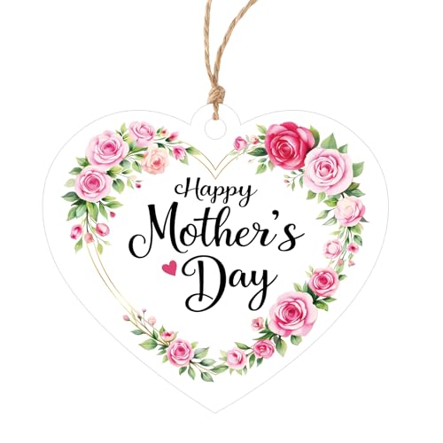 Alynta Happy Mothers Day Gift Tags with String 50Pcs Mothers Day Rose Tags Heart Floral Personalized Paper Tag for Gift Wrapping Mothers Day Decorations