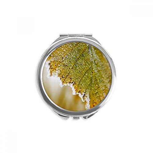 Miroir rond de poche motif feuilles vertes 2,6x2,4 pouces pour retouches maquillage