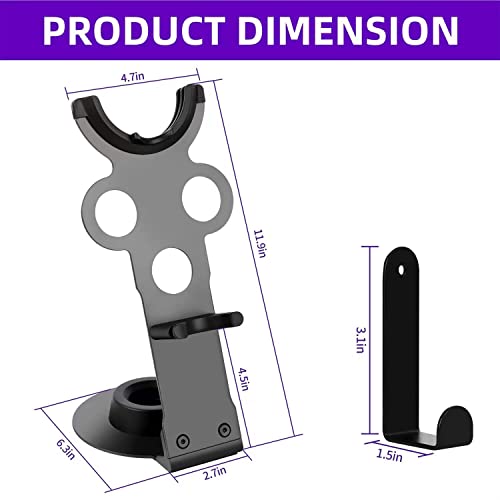 I'SMARTMOON Hair Dryer Holder for Dyson Supersonic, Aluminum Alloy Bracket Power Plug Holder, Bathroom Organizer for Dyson Supersonic hairdryer Care Tools