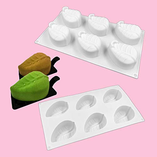 JasCherry Silikonformen, 6 Hohlraum Blätter Geformt, Bonbon Schokoladenformen, Mousse-Kuchenform, Motivbackformen… – Ansicht 7