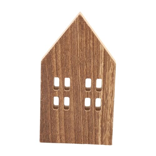 perfk Letrero de Madera con Forma de casa, Bandeja escalonada, rústico, Independiente, Ideal para Mesa, Chimenea o decoración de habitación, MarrÓn