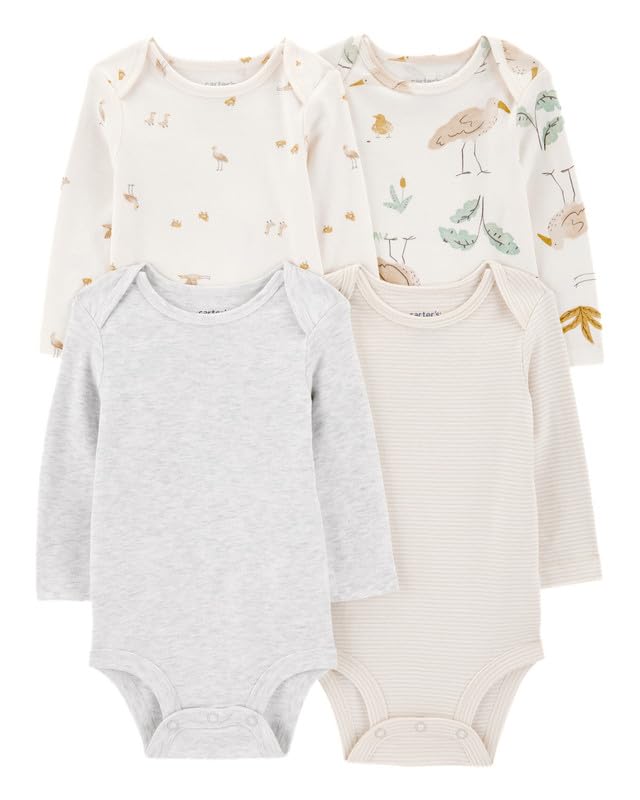 carter's Baby Boy & Baby Girl 4-Pack Stork Full Sleeve Bodysuits-picture-20