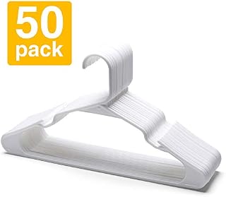 Pretigo Plastic Hangers Clothes Hangers Plastic -50 Pcak -Clothing Hangers for Adult White