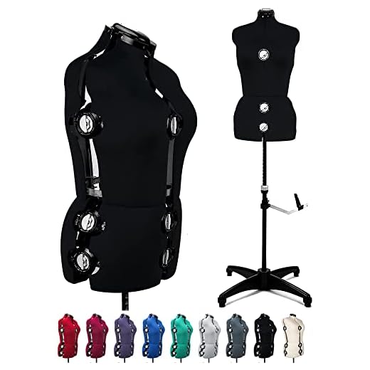 Black 13 Dials Female Fabric Adjustable Mannequin Dress Form for Sewing, Mannequin Body Torso with Stand, Up to 70" Shoulder Height (Medium)