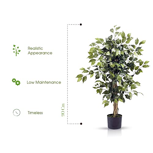 Artificial Ficus Tree - Fake Floor Plant - Faux Potted Trees For Indoor Or Outdoor - Fake House Plants - Tall Silk Plant For Farmhouse Decoration - Home Decor - Office Decor #TOP6