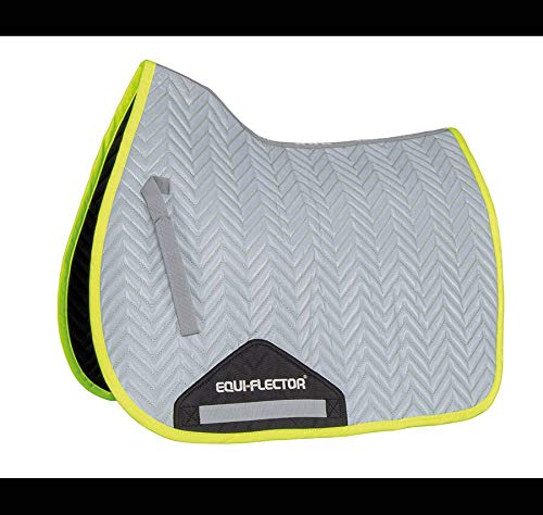 Equi-Flector Shires Horse/Pony Saddlepad Reflective Fabric Yellow Trim 17" - 18", Yellowlow