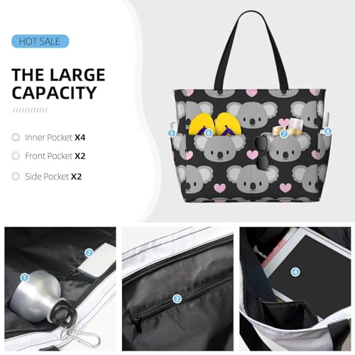 Sac de plage koalas mignons grand sac fourre-tout pour ne plus manquer de place