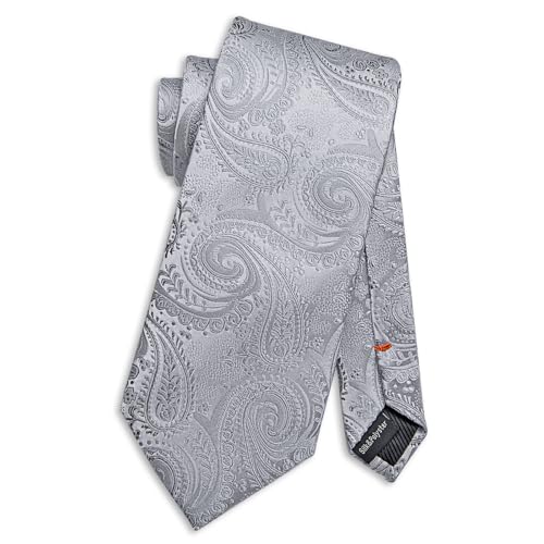 Image of DiBanGu Mens Paisley Tie Set Silk Woven Jacquard Necktie and Pocket Square Cufflinks Gift Set for Wedding Bussiness