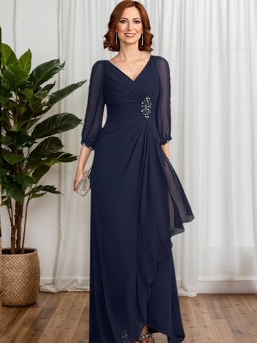 Women's Chiffon 3/4 Sleeves Mother of The Bride Dresses 2025 for Wedding LU1803