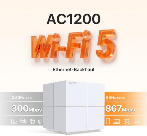 Bild 2 - Tenda Nova MW6 Mesh WLAN System - AC1200 Dual Band Mesh Set - empfohlen für Häuser mit 3-4 Schlafzimmern - 6xGigabit Port - Ersetzt Router und Repeater- APP Steuerung - WPA2-3er Pack