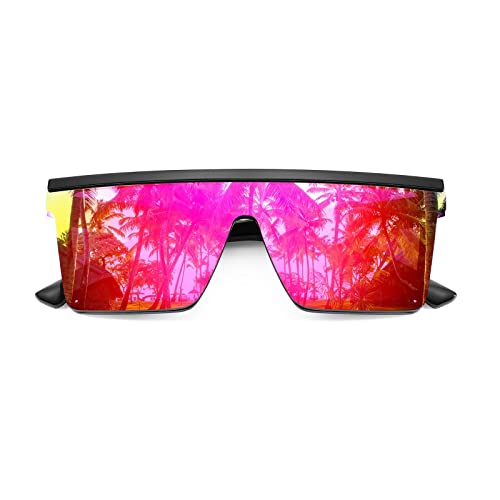 Image of FEISEDY Oversized Square Trendy Sunglasses Womens Mens Futuristic Flat Top Visor Shades UV400 B2470