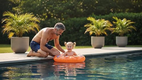 Image of Kids Inflatable Cartoon Swim Ring with Seat - Pink Baby Pool Float (bubble-tube-80)