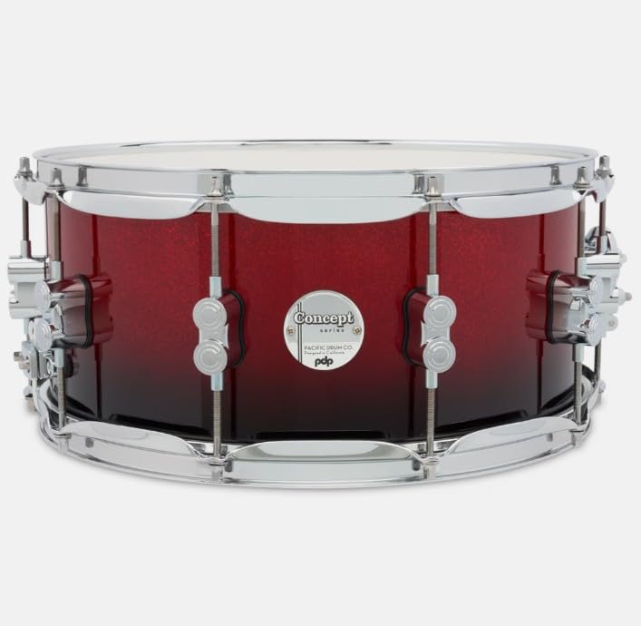 Pacific Drums Concept Maple Werbel, 14" x 6.5", Red to Black Fade Lacquer