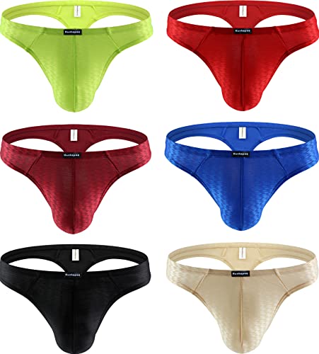 Men's Shining Thong Underwear Stretch T-back Low Rise Hipster Mens Under Panties Sexy