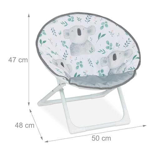Relaxdays Moonchair Kinder, Koala, faltbar, HxBxT: 47 x 50 x 48 cm, Kinderstuhl draußen & drinnen, Kindersessel, bunt