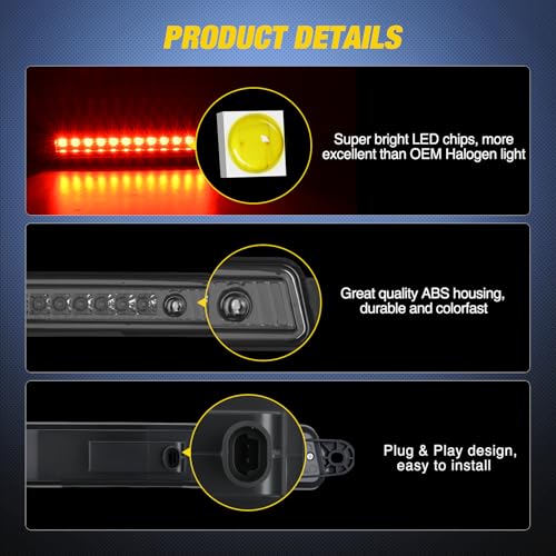 Image of Nilight Third Brake Light Tail High Mount 3rd Stop Lights Smoked Lens for Nissan Armada 2005-2015 Pathfinder Armada 2004 Infiniti QX56 2004-2010 Van SUV Rear Center Cab Lamp
