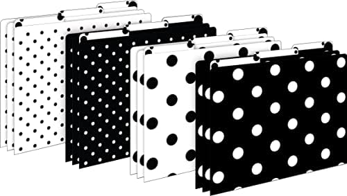 Barker Creek Black & White Dot File Folders on 14pt Stock, Set of 12, Letter Size, 1/3 Cut Tabs, Home, School and Office Supplies (2004)