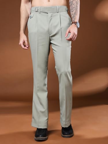 Image of Gurkha Pants for Men | Trouser for Men | Formal Pant | Single Buckle | Bell Bottom Trouser High Waist Pleated Casual Trousers | Flared Bottom Leg Pants for Office Smart Casual Travel Party