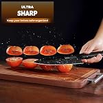 OOU 15 Couteau de cuisine en pièces, couteaux de cuisine haute carbone en acier inoxydable, ensemble de couteau noir antirouille avec bloc d'affûtage intégré, noir
