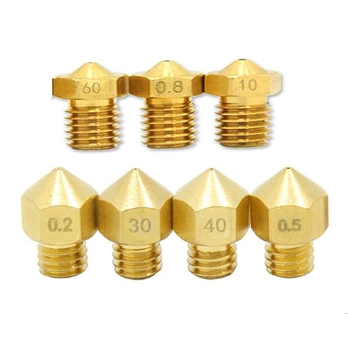 CIYODO 7pcs 1.75mm 3d Printer Brass Nozzle Head with High Detail Printing Compatible with 1.75mm 3d Printer for Industri