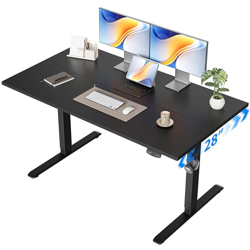 Image of Agilestic Electric Standing Desk, 48 x 28 Inches Height Adjustable Desk, Sit Stand up for Work Office Home, Ergonomic Rising Computer Table with Memory Preset, Black