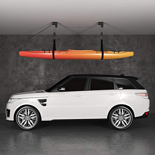 Powerfly Garage Ceiling Kayak Storage - Bike Hoist Hanger - Ladder, Kayak & Bike Pulley Storage System - Thumbnail 2