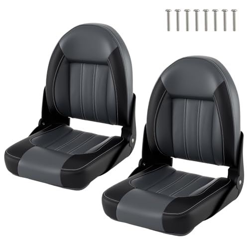 HOMASIS Lot de 2 sièges de bateau pliables, rembourrés, avec assise de 7 cm d'épaisseur, chaise...