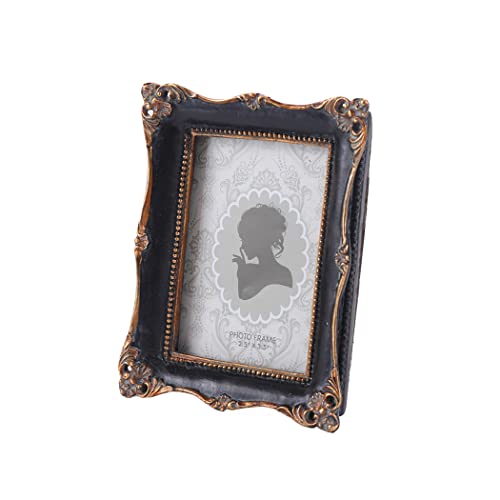 Cisoo Vintage Small Picture Frame 2.5X3.5 Antique Ornate Mini Photo Frame, Table Top Display And Wall Hanging Home Decor, Black And Gold #TOP1