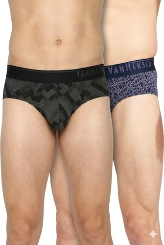 Image of Van Heusen Men Regular Fit 4 Way Stretch Body Defining Fit Allover Print Briefs - Available in Pack of 1 & 2
