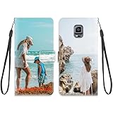 KARTXITAI Cuir Coque Compatible avec Samsung Galaxy Note 4,Personnalisable Etui Housse en Cuir PU pour Antichoc avec Support Clapet Case avec Votre Propre Image Nom Cover