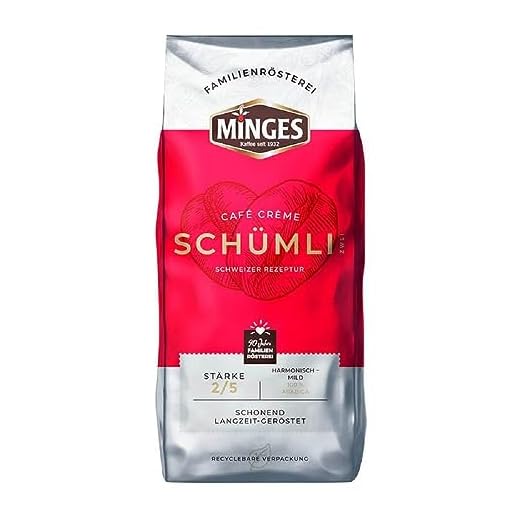 Minges Café Crème Schümli 2, ganze Bohne, Aroma-Softpack, 1.000 g, 1er Pack (1 x 1 kg)