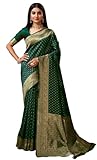 Sugathari Sari Banarasi en soie Kanjivaram pure pour femme Design 2023 Design Wear Pattu Sari en coton avec chemisier pour mariage Sari (SAM PARI 113), Vert, taille unique