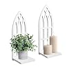 HPC Decor Candle Sconces Wall Decor Set of 2 Handmade Wall Sconce Candle Holder White Window Shape Wood Wall Home Decor Farmhouse Wall Decorations for Living Room Bedroom Bathroom Dining Room