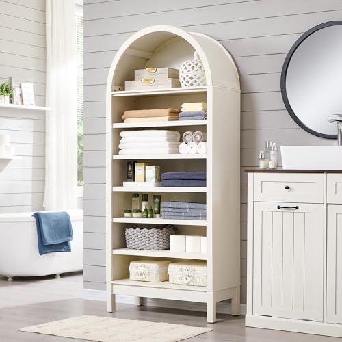 Image of IFBUY 71 inch Tall Arched Bathroom Storage Cabinet, 7-Tier Modern Farmhouse Storage Cabinet with Adjustable Shelves, Wood Freestanding Cabinet for Bathroom, Living Room, Entryway, Hallway (Antique White)