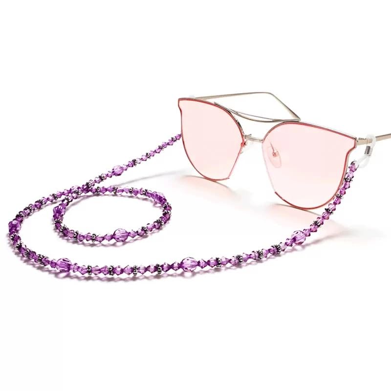 Lunettes de soleil en corde perlée violette anti-perte de haute qualité