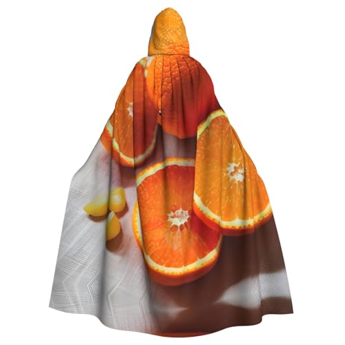 YaWea Unisex Hooded Cloak Fresh Orange Fruit Print Lightweight Wizard Cloak for Halloween Cosplay Costumes