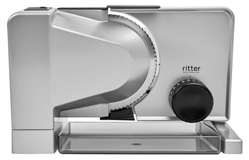 ritter Trancheuse universelle serano 7, trancheuse électrique avec moteur à courant continu, fabriquée en Allemagne, Couleur Métal Argenté