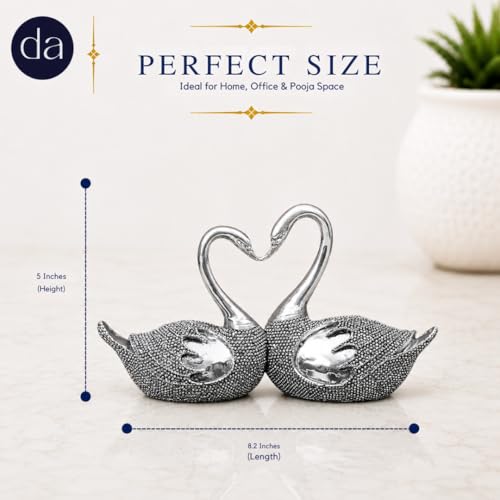 Image of 999 Silver Plated Swan Pair Love Birds Showpiece for Couples | Love Statue with Gift Box for Wedding, Anniversary & Housewarming Gifting