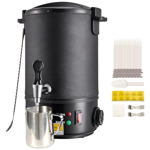 VEVOR Kerzenherstellung Kit Kommerzieller Elektrischer Wachsschmelzer 6,5 L, 1100 W Wachsschmelzgerät Kerzenherstellungsmaschine, DIY Kerzen Selber Machen Set inkl. Dochte, Kerzengießtopf, Löffel