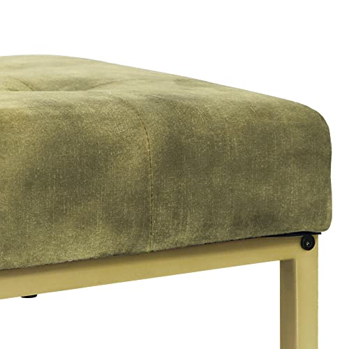 Gia 30-Inch Bar Height Square Backless Metal Stool With Green Velvet Cushion, Gold, Set Of 4 #TOP5