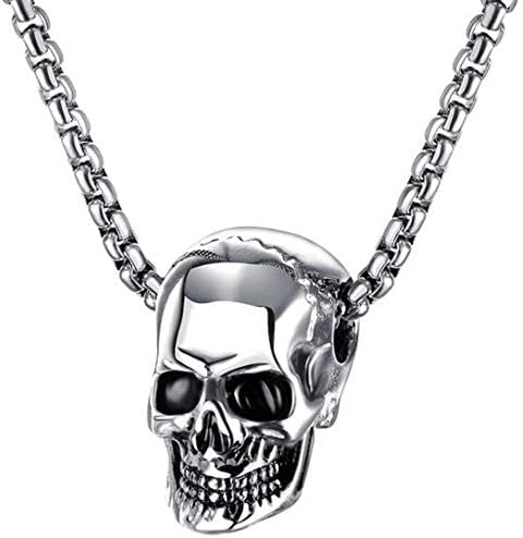 Jude Jewelers Stainless Steel Retro Gothic Skull Style Cocktail Party Biker Pendant Necklace (Silver)