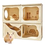 Hamster Tunnel, 3 Stück Hamster Haus Aus Holz, Hamsterhaus Hamsters Versteck, Watchbox Hamsters, Zwerghamster Zubehör Für Den Käfig Für Rennmäuse Ratten Meerschweinchen