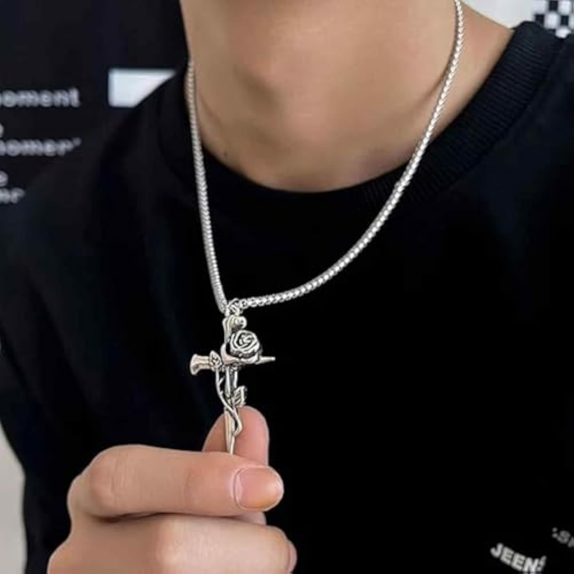 2PCS Holy Cross Jesus Chain Necklace Set for Men