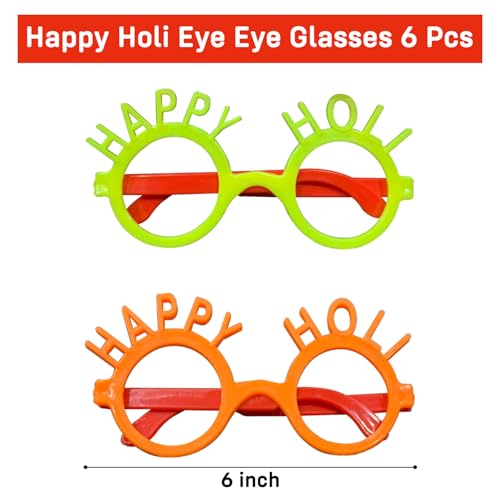 Image of Party Propz Happy Holi Goggles - Set of 6 Pcs, Holi Party Eyewear, Holi Goggles for Kids, Funky Holi Goggles for Women and Men, Colorful Holi Theme Glasses for Holi Festival, Goggles for Holi