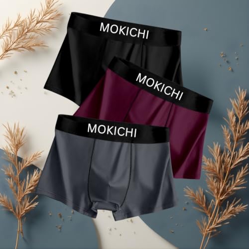 Image of Men's Ice Silk Boxer Briefs Pack of 3 | Ultra Soft Breathable Stretch Trunks | Moisture Wicking Quick Dry Innerwear | Comfortable Mid Rise Underwear