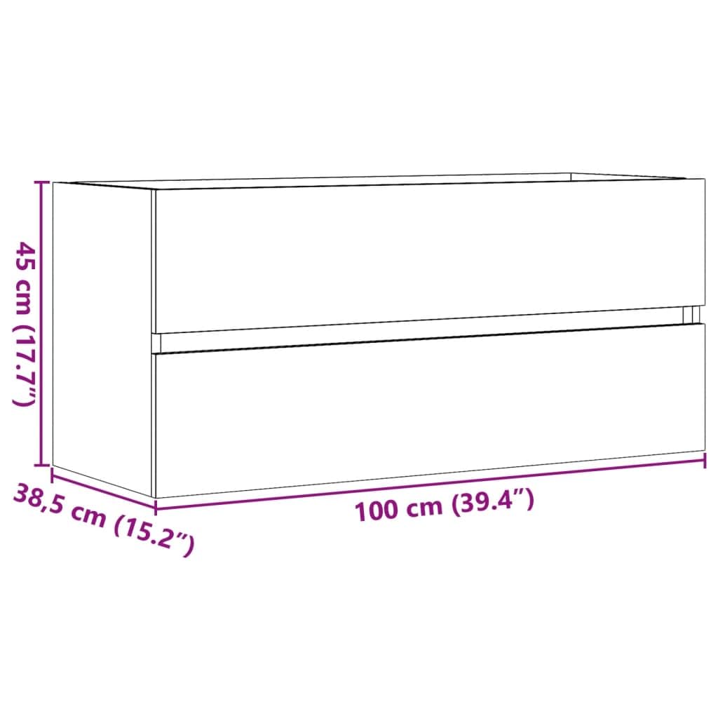 Mobile sottolavabo grigio cemento in legno 100 x 38,5 x 45 cm con spazio portaoggetti sospeso, set di mobili da bagno, impermeabile, salvaspazio, per piccoli bagni